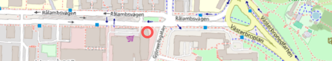Adressökning markerad i kartan